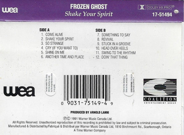 Frōzen Ghōst : Shake Your Spirit (Cass, Album, Dol)
