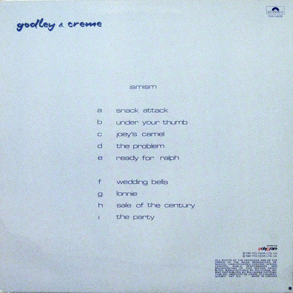 Godley & Creme : Ismism (LP, Album, Lig)