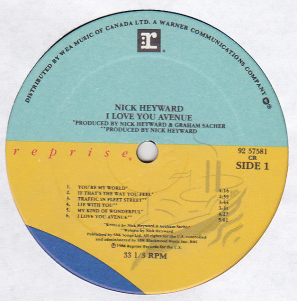 Nick Heyward : I Love You Avenue (LP, Album)