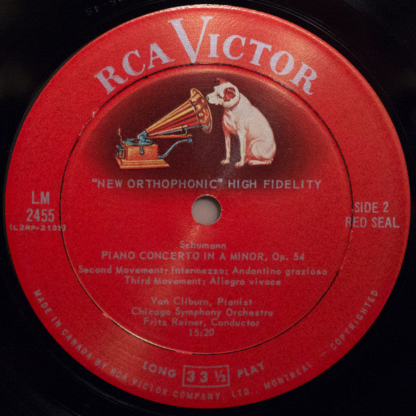 Robert Schumann - Van Cliburn, Fritz Reiner, Chicago Symphony Orchestra : Concerto In A Minor (LP, Album, Mono)