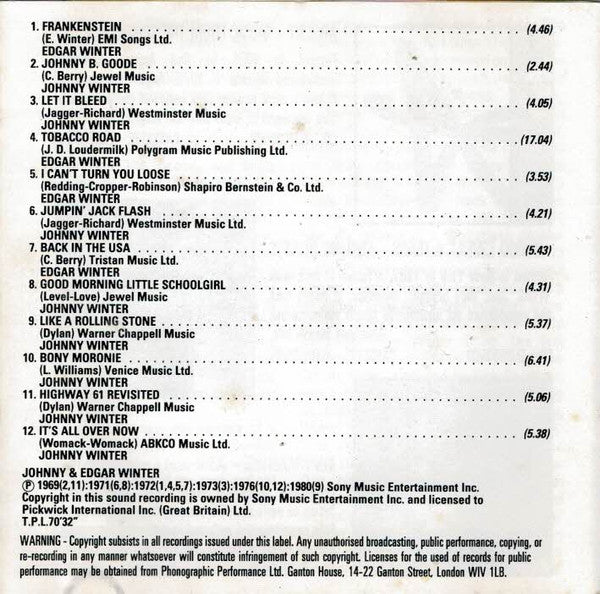 Johnny* And Edgar Winter : Brothers In Rock 'N' Roll (CD, Comp)