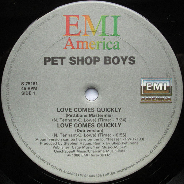 Pet Shop Boys : Love Comes Quickly (12", Single)