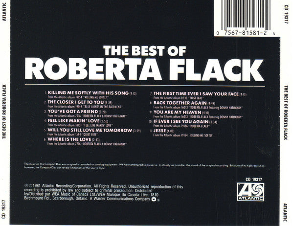 Roberta Flack : The Best Of Roberta Flack (CD, Comp, RE)