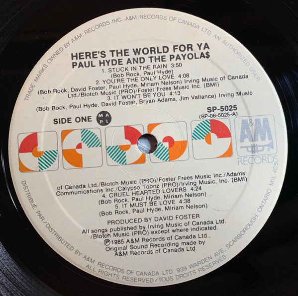 Paul Hyde And Payola$ : Here's The World For Ya (LP, Album, Cin)