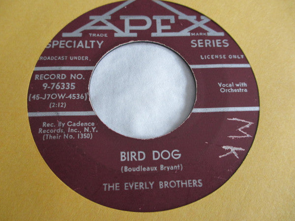 Everly Brothers : Bird Dog / Devoted To You (7", Single)