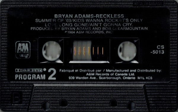 Bryan Adams : Reckless (Cass, Album, Chr)