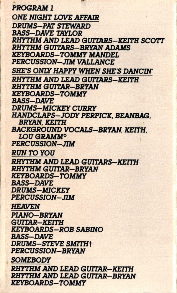 Bryan Adams : Reckless (Cass, Album, Chr)