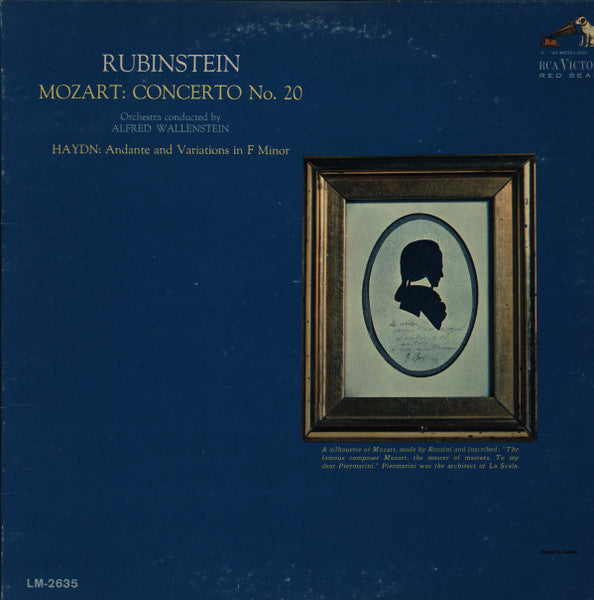 Arthur Rubinstein : Mozart: Concerto No. 20 / Haydn: Andante And Variations In F Minor (LP, Mono)
