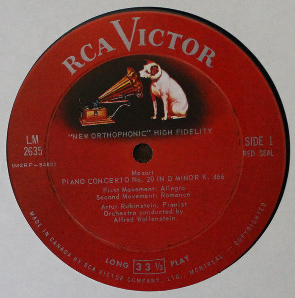 Arthur Rubinstein : Mozart: Concerto No. 20 / Haydn: Andante And Variations In F Minor (LP, Mono)