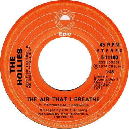 The Hollies : The Air That I Breathe (7", Single)