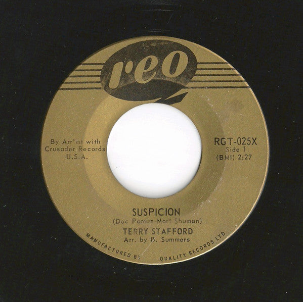 Terry Stafford : Suspicion (7", Single, RE)