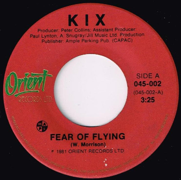 Kix (5) : Fear Of Flying (7", Single)