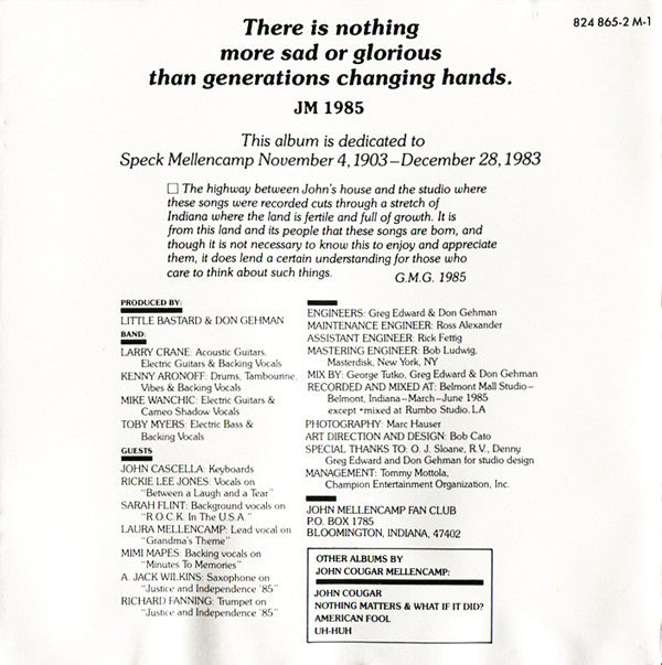 John Cougar Mellencamp : Scarecrow (CD, Album)