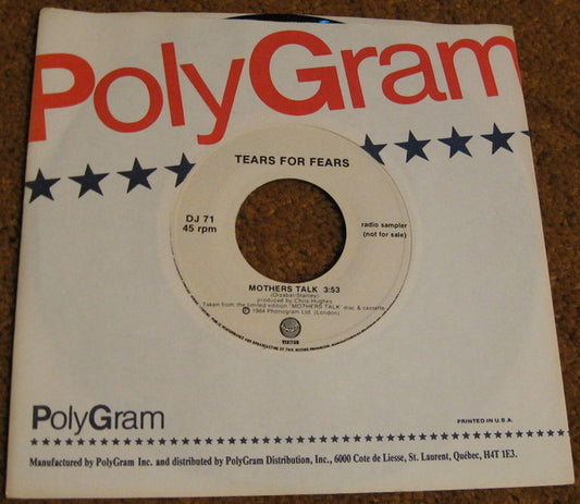 Tears For Fears : Mothers Talk (7", Single, Promo)