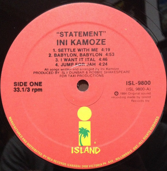 Ini Kamoze : Statement (LP, Album)