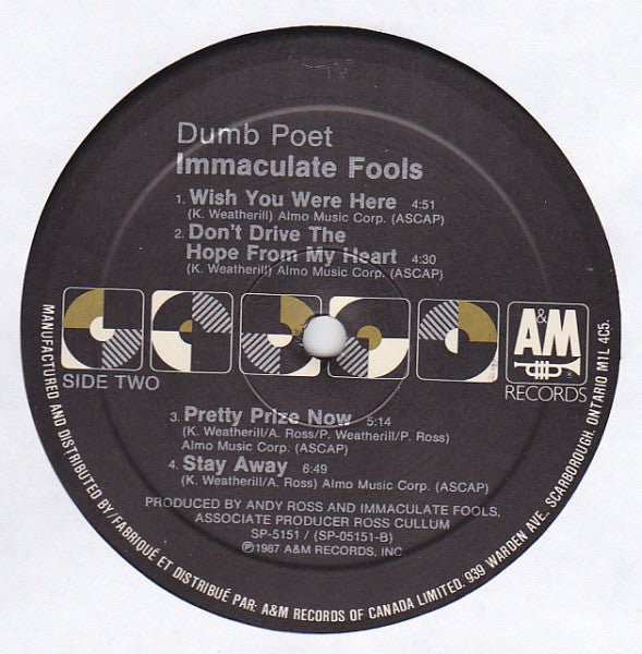 Immaculate Fools : Dumb Poet (LP, Album)