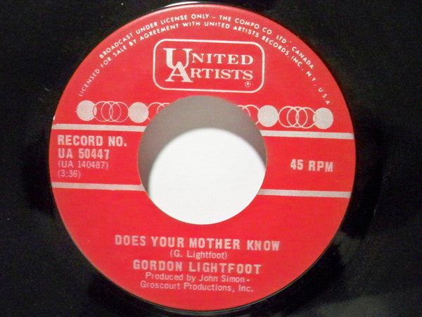 Gordon Lightfoot : Bitter Green (7", Single)