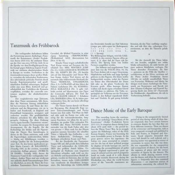 Ulsamer Collegium, Konrad Ragossnig : Tanzmusik Des Frühbarock = Dance Music Of The Early Baroque Period = Musique De Danse Du Baroque Naissant 1570-1620 (LP, Album)