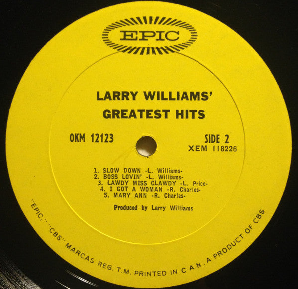 Larry Williams (3) : Larry Williams' Greatest Hits (LP, Album, Mono)