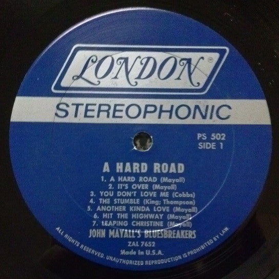 John Mayall & The Bluesbreakers : A Hard Road (LP, Album, Bes)