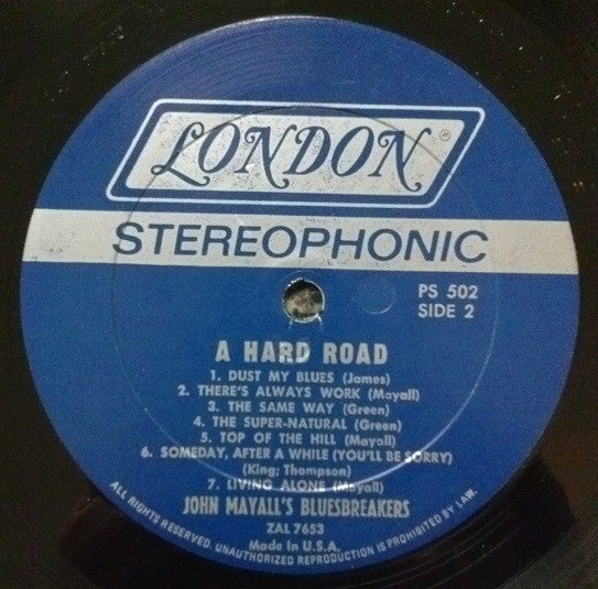 John Mayall & The Bluesbreakers : A Hard Road (LP, Album, Bes)