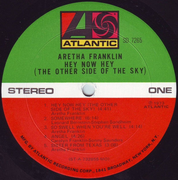 Aretha Franklin : Hey Now Hey (The Other Side Of The Sky) (LP, Album, MO )