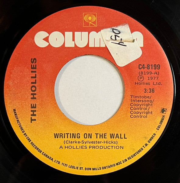 The Hollies : Writing On The Wall/Burn Out (7", Single)