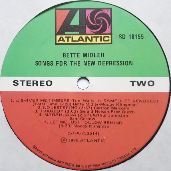 Bette Midler : Songs For The New Depression (LP, Album)