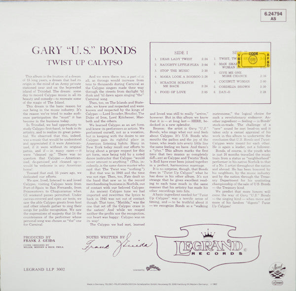 Gary U.S. Bonds : Twist Up Calypso (LP, RE)