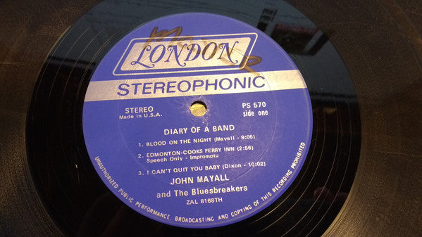 John Mayall : The Diary Of A Band - Selected Highspots From Sixty Hours Of Bluesbreakers Club Recordings (LP, Album, Ter)