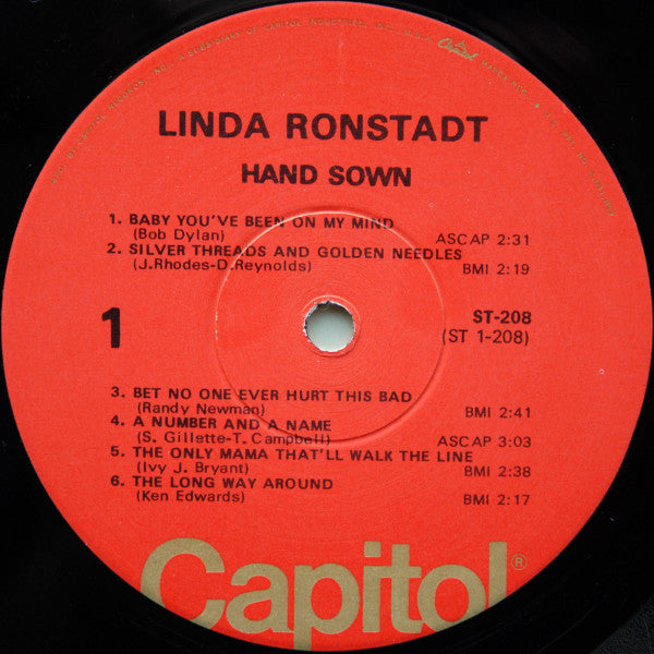 Linda Ronstadt : Hand Sown... Home Grown (LP, Album, RP, Win)