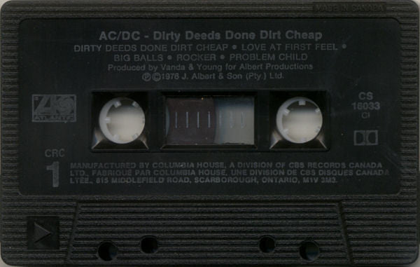 AC/DC : Dirty Deeds Done Dirt Cheap (Cass, Album, Club, RE, Dol)