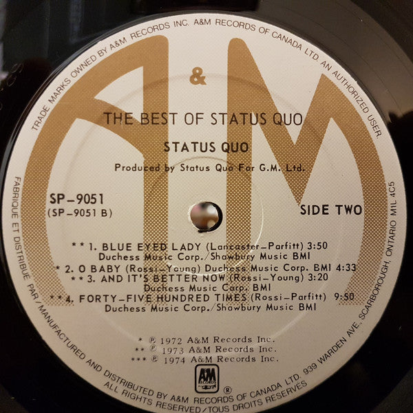 Status Quo : The Best Of Status Quo (LP, Comp)