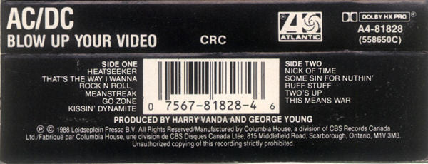 AC/DC : Blow Up Your Video (Cass, Album, Club, Dol)