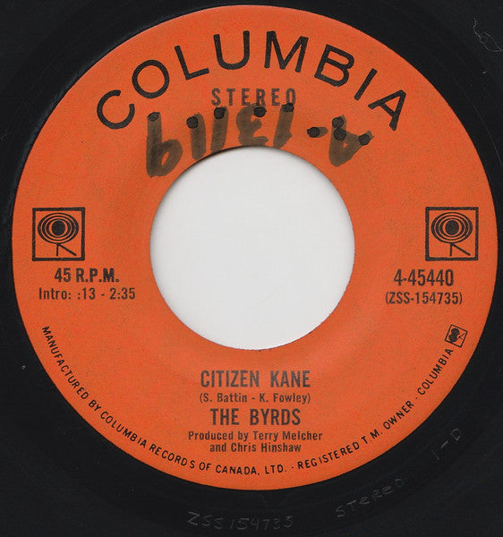 The Byrds : Glory, Glory / Citizen Kane (7", Single)