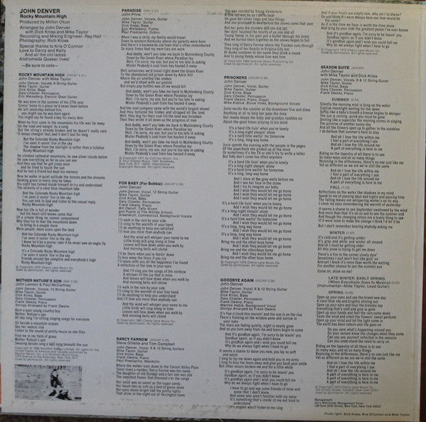 John Denver : Rocky Mountain High (LP, Album, Gat)