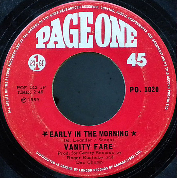 Vanity Fare : Early In The Morning (7", Single)
