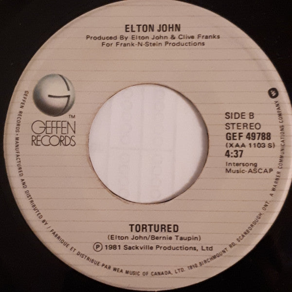 Elton John : Chloe (7", Single)