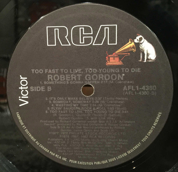 Robert Gordon (2) : Too Fast To Live, Too Young To Die (LP, Comp)