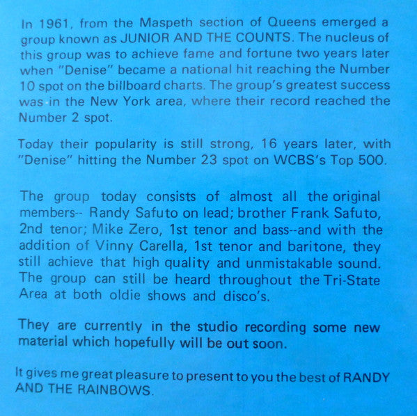 Randy & The Rainbows : Joy Ride (LP, Comp)