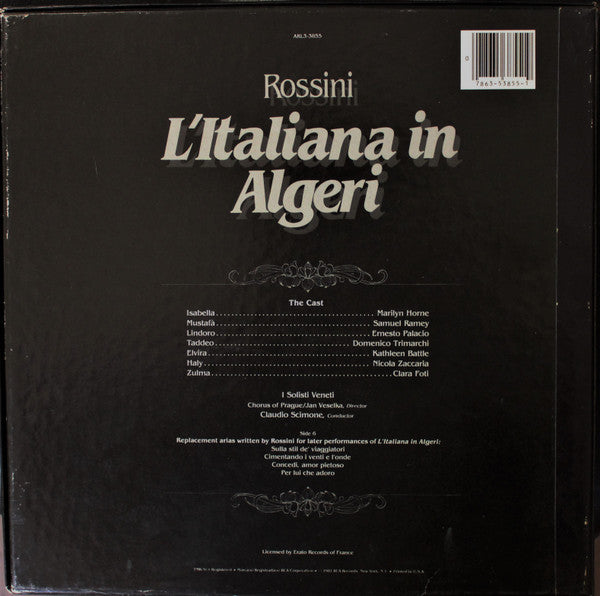 Gioacchino Rossini, Marilyn Horne, Samuel Ramey, Claudio Scimone, I Solisti Veneti : L'Italiana in Algeri (3xLP)