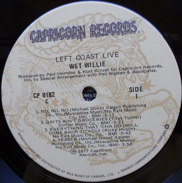 Wet Willie : Left Coast Live (LP, Album)