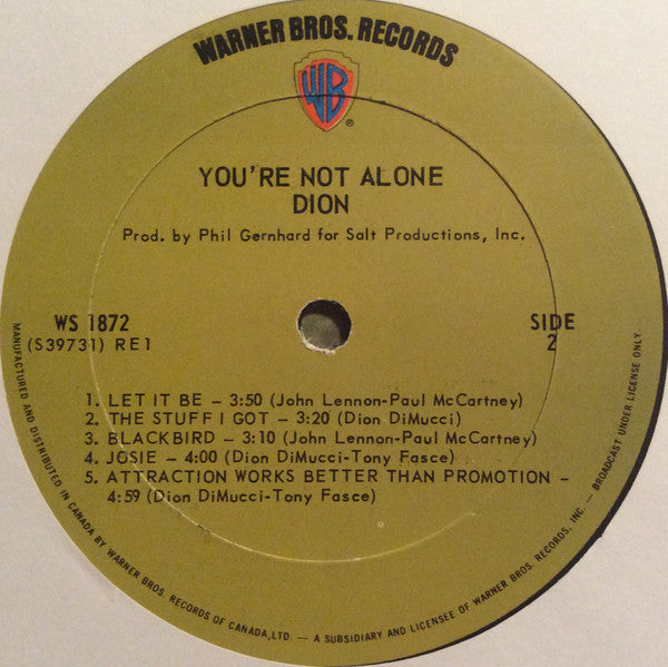 Dion (3) : You're Not Alone (LP, Album)