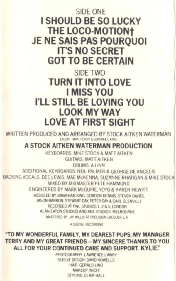 Kylie Minogue : Kylie (Cass, Album)