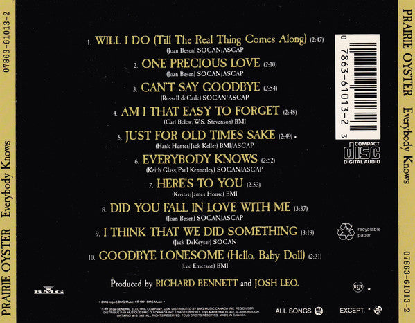 Prairie Oyster : Everybody Knows (CD, Album)