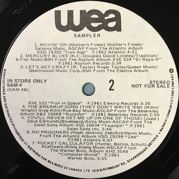Various : WEA Sampler Volume 4 (LP, Promo, Smplr)