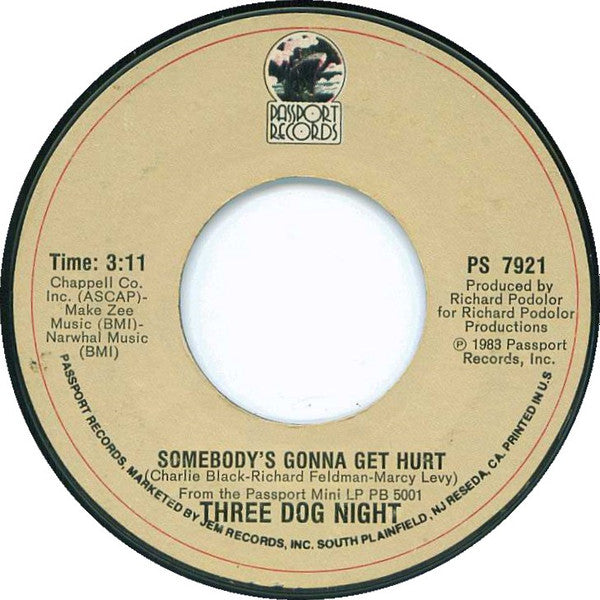 Three Dog Night : It's A Jungle Out There (7", Single)