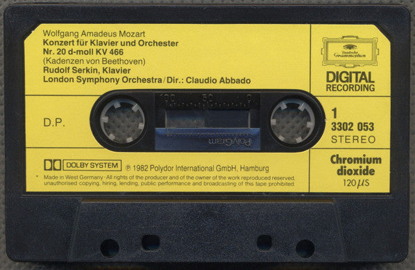Wolfgang Amadeus Mozart, Rudolf Serkin, London Symphony Orchestra, Claudio Abbado : Piano Concertos Nos. 20 & 12 (Cass, Dol)