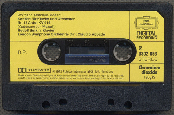 Wolfgang Amadeus Mozart, Rudolf Serkin, London Symphony Orchestra, Claudio Abbado : Piano Concertos Nos. 20 & 12 (Cass, Dol)