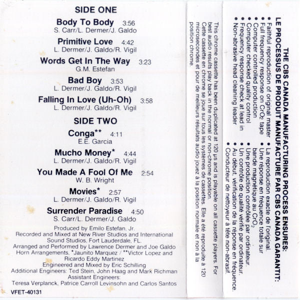 Miami Sound Machine : Primitive Love (Cass, Album)
